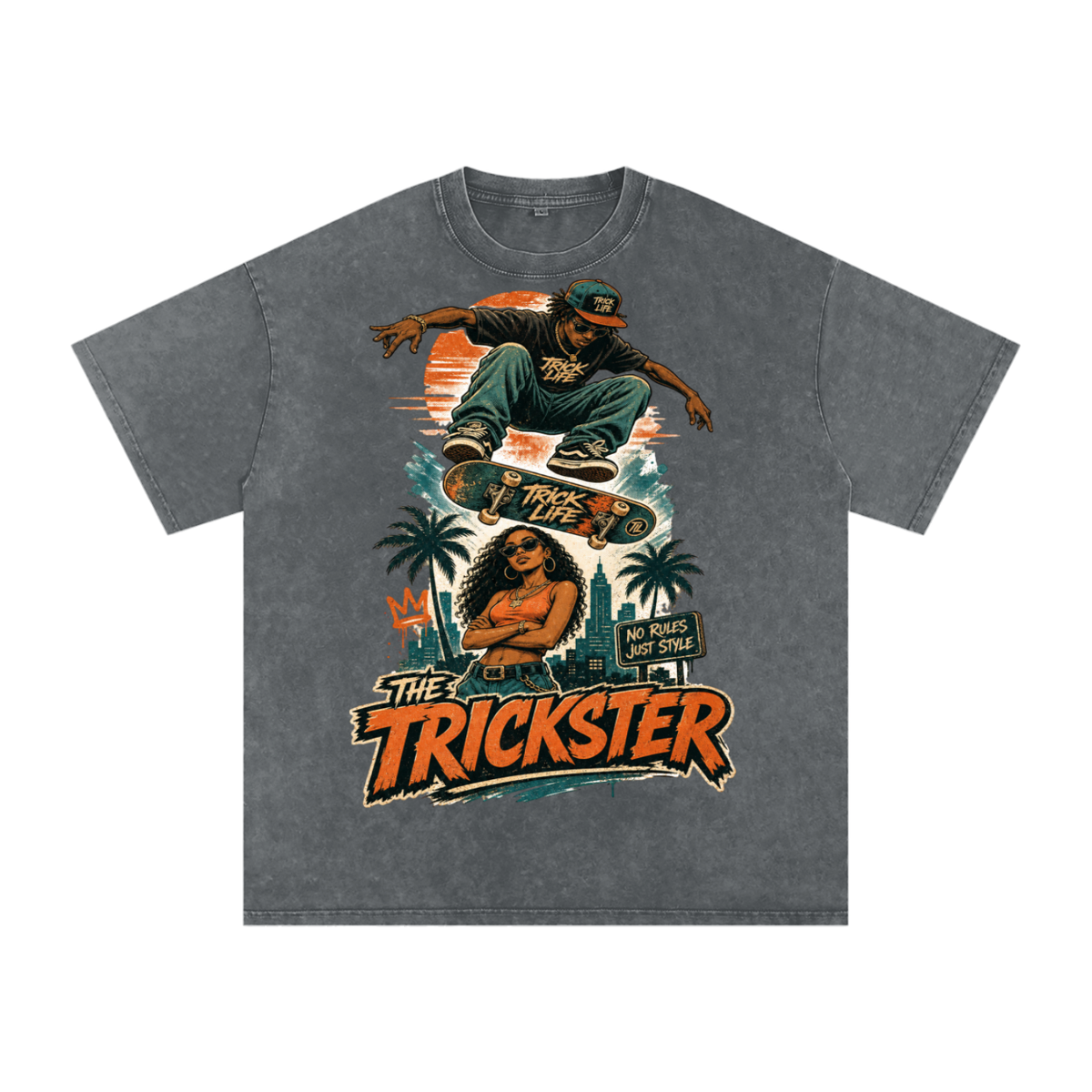 The trickster-Snow Washed Oversized Cotton T-Shirt