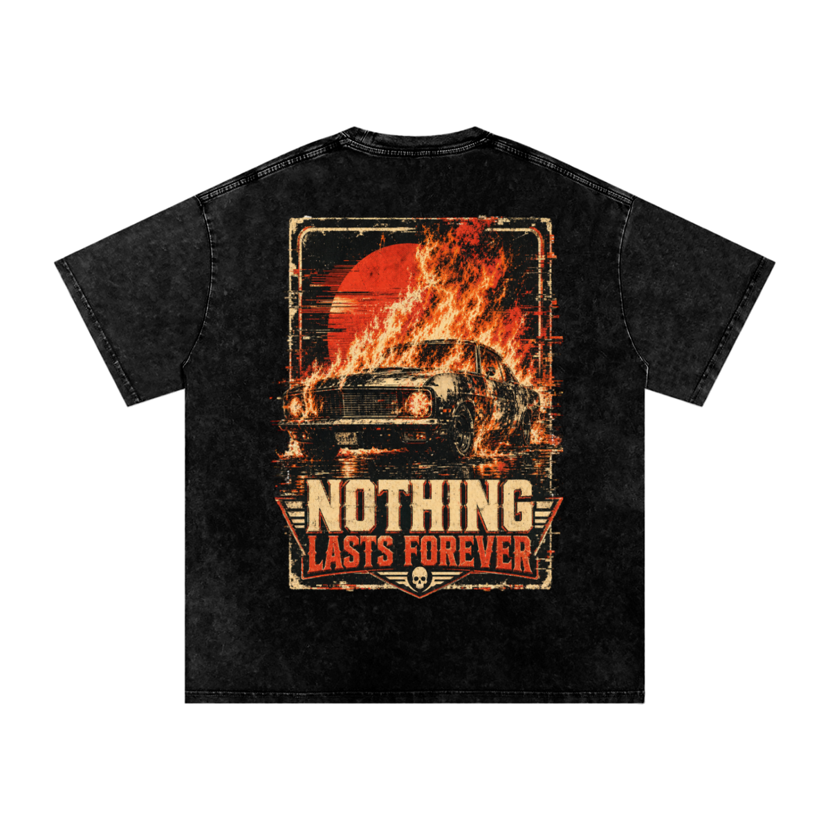 Nothing last forever-Snow Washed Oversized Cotton T-Shirt