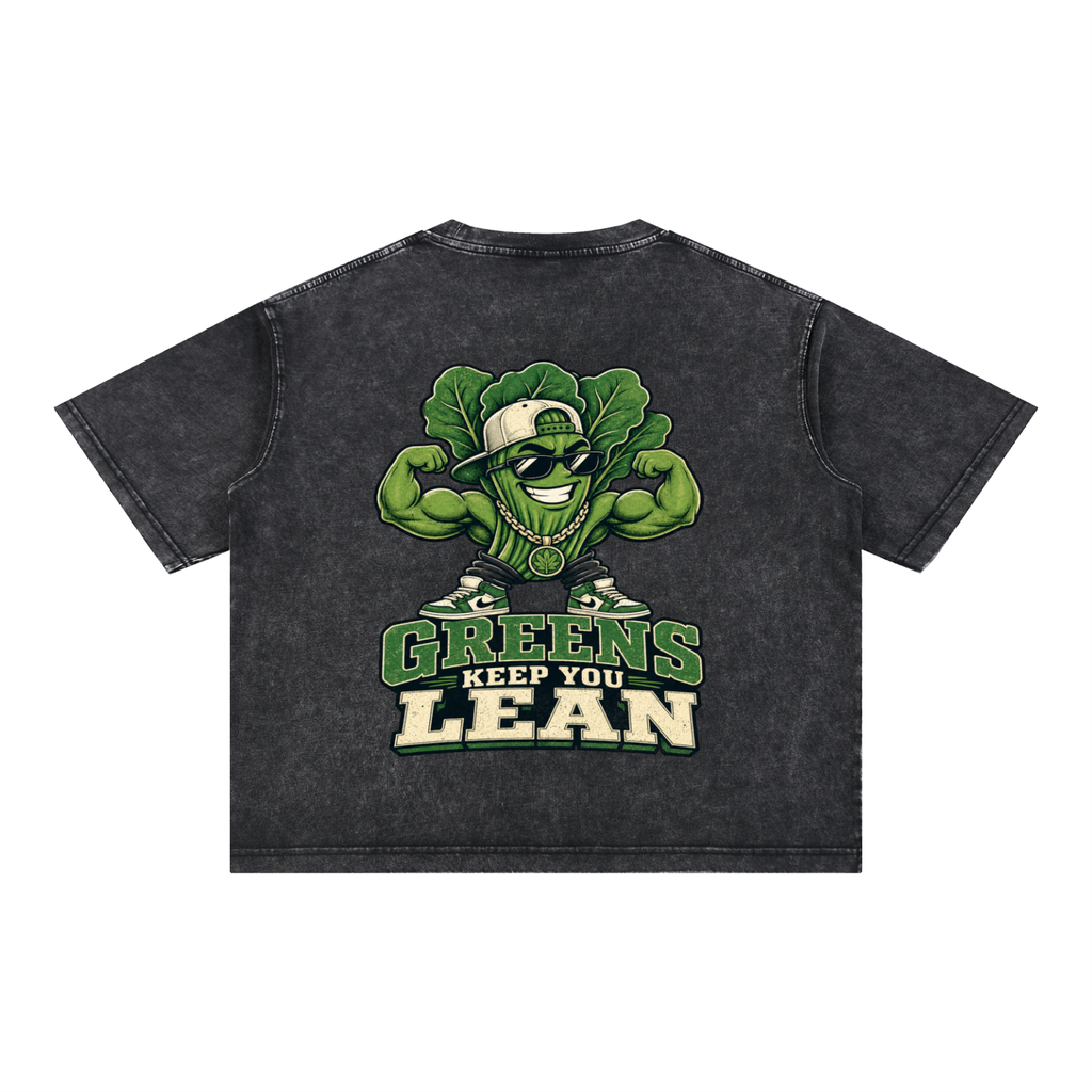 Greens keep you lean-Mineral Wash Boxy Cotton T-Shirt