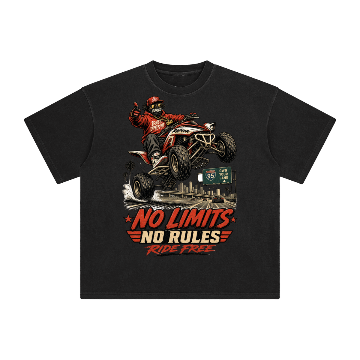 No limits no rules-Enzyme Washed T-Shirt