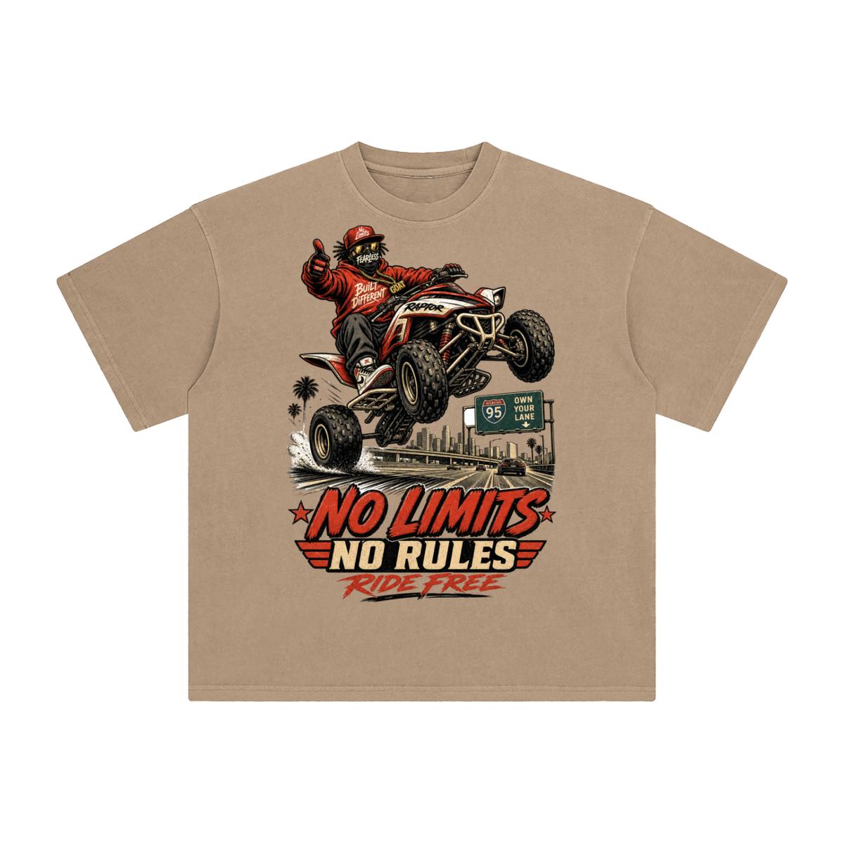 No limits no rules-Enzyme Washed T-Shirt