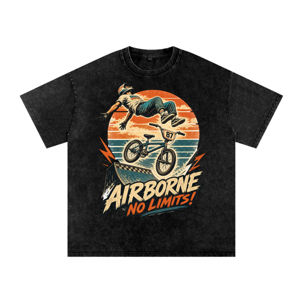 Airborne no limits-Snow Washed Oversized Cotton T-Shirt