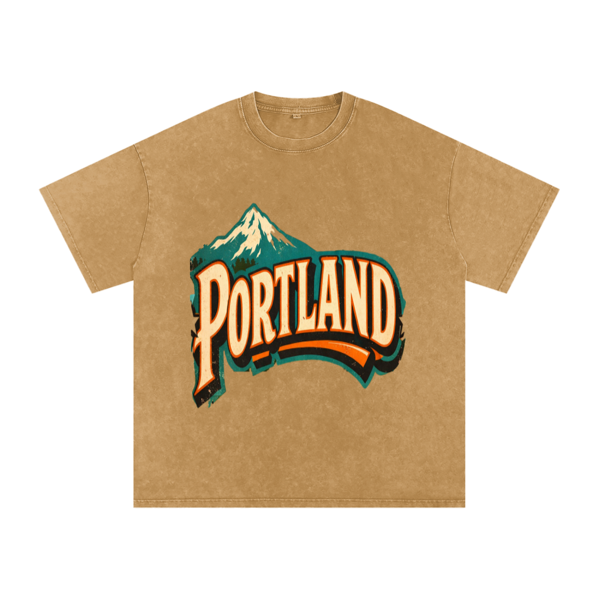 Portland-Snow Washed Oversized Cotton T-Shirt