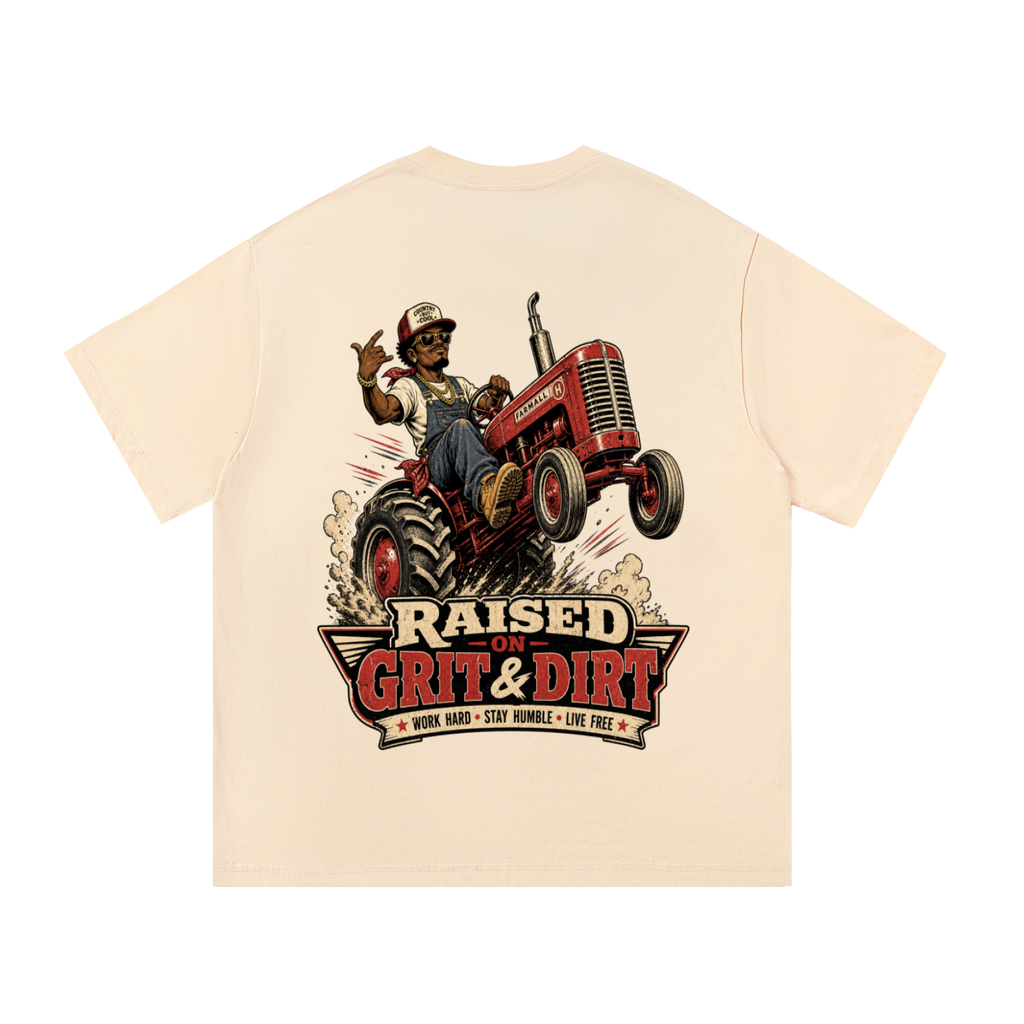 Raised on grit and dirt-Essential Cotton T-Shirt