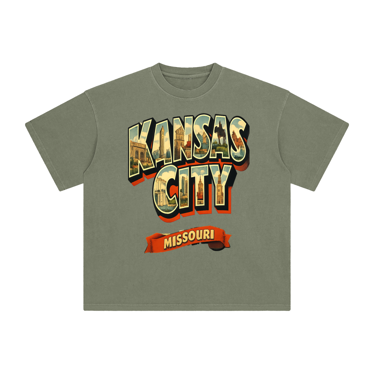 Kanas city-Enzyme Washed T-Shirt