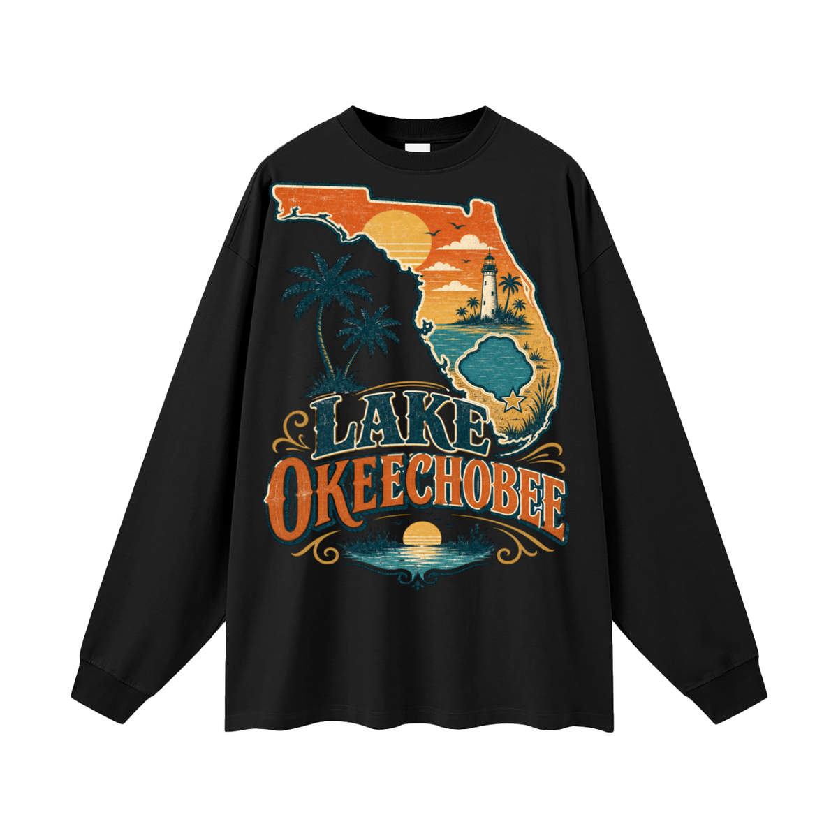 Lake Okeechobee-Oversized Unisex Long Sleeve T-Shirt