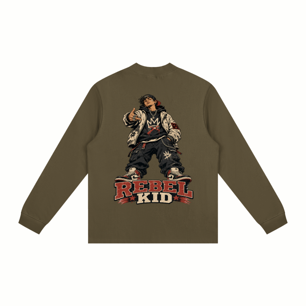 Rebel kid-Essential Non-Shrink Mock Neck Sweatshirt