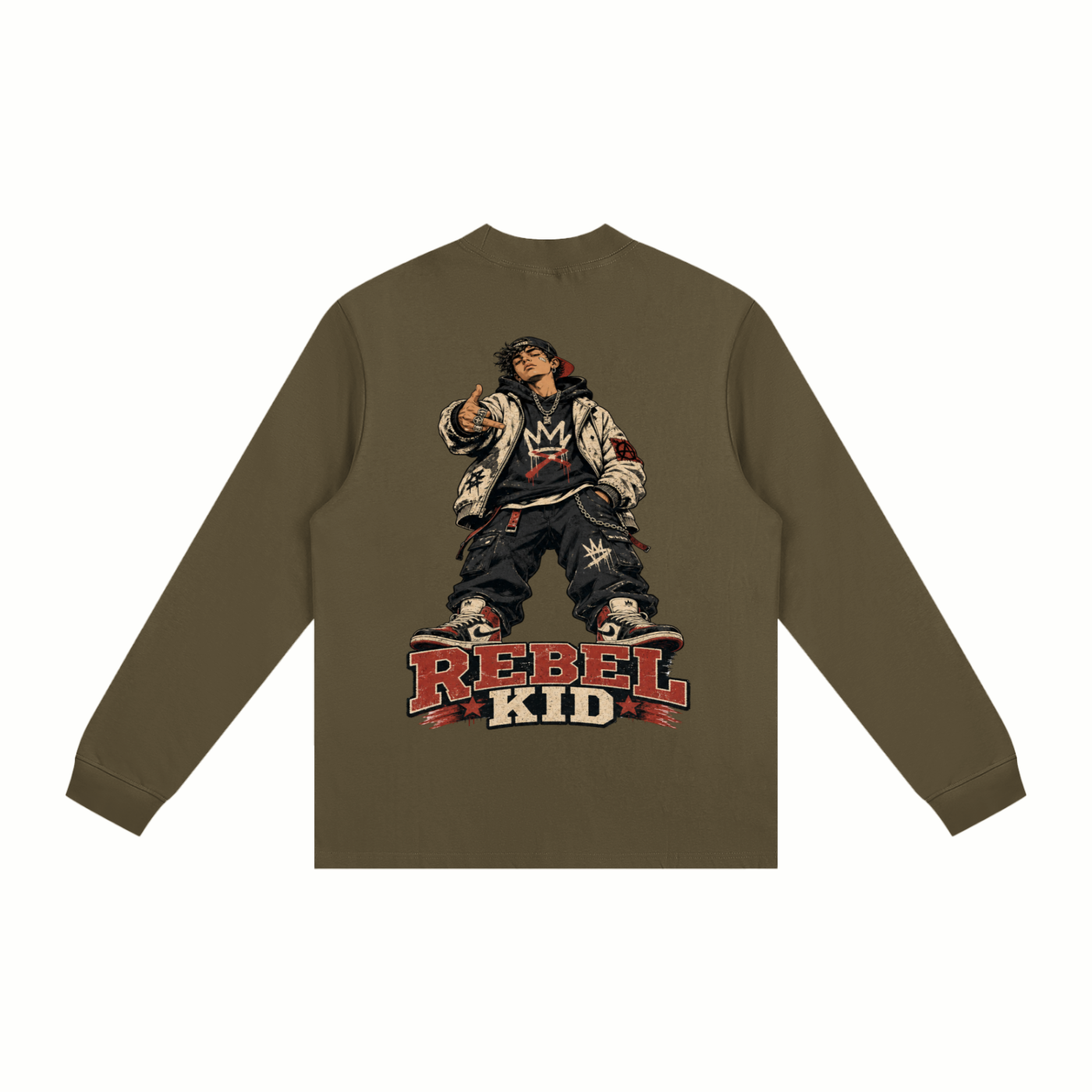 Rebel kid-Essential Non-Shrink Mock Neck Sweatshirt