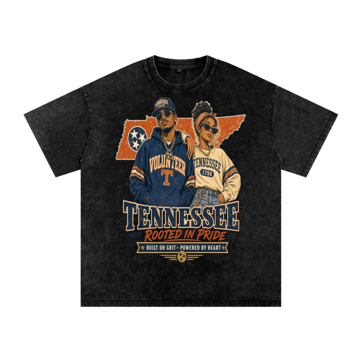 Tennessee-Snow Washed Oversized Cotton T-Shirt