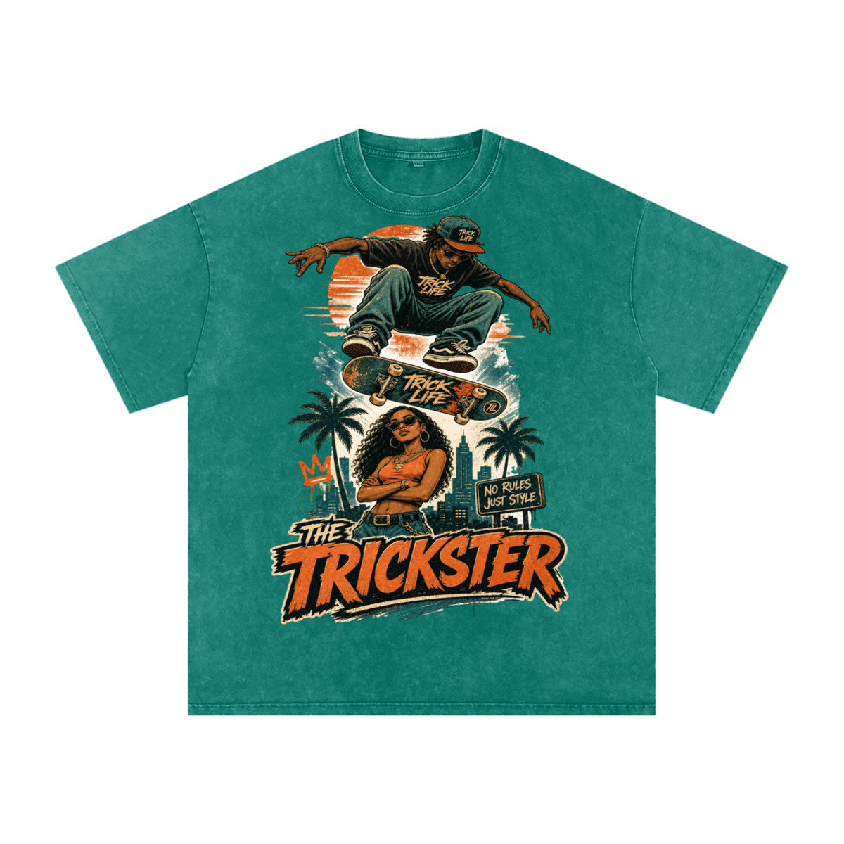 The trickster-Snow Washed Oversized Cotton T-Shirt