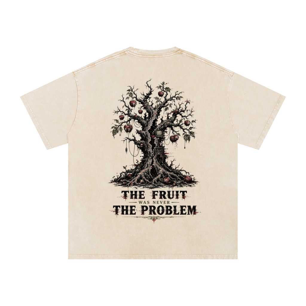 The fruit was never the problem-Snow Washed Oversized Cotton T-Shirt