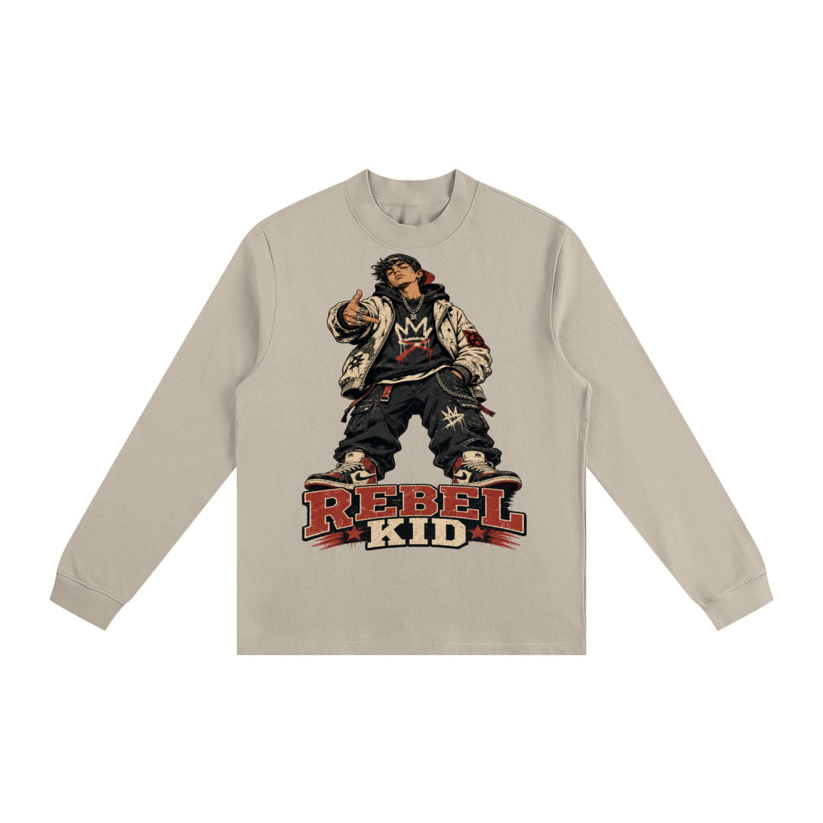Rebel kid-Essential Non-Shrink Mock Neck Sweatshirt