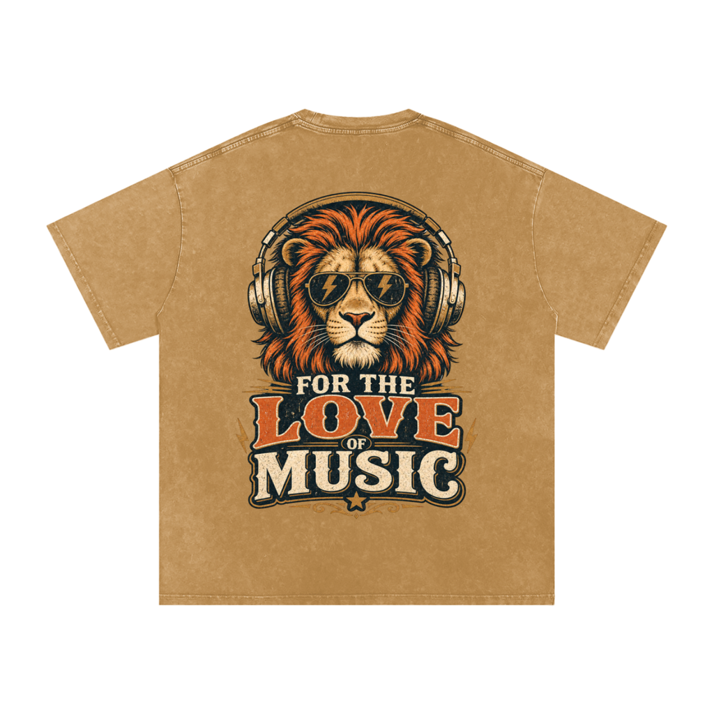 For the love of music-Snow Washed Oversized Cotton T-Shirt