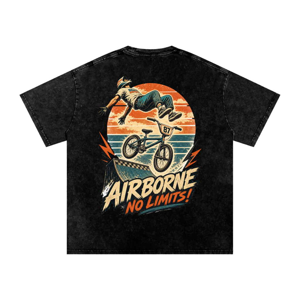 Airborne no limits-Snow Washed Oversized Cotton T-Shirt