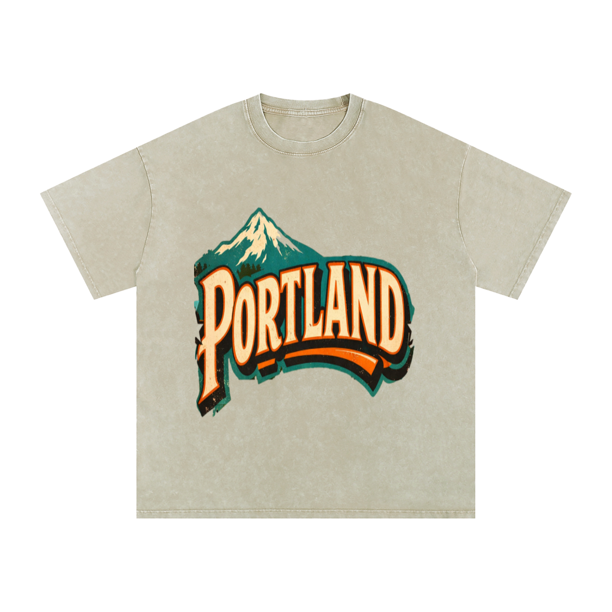 Portland-Snow Washed Oversized Cotton T-Shirt