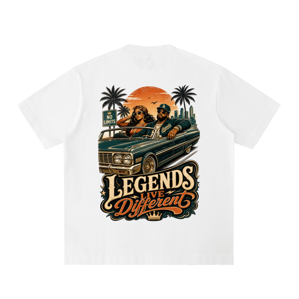 Legends Live Different - Heavyweight Vintage Washed Frayed T-Shirt