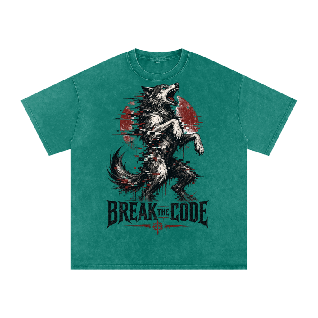 Break the code-Snow Washed Oversized Cotton T-Shirt