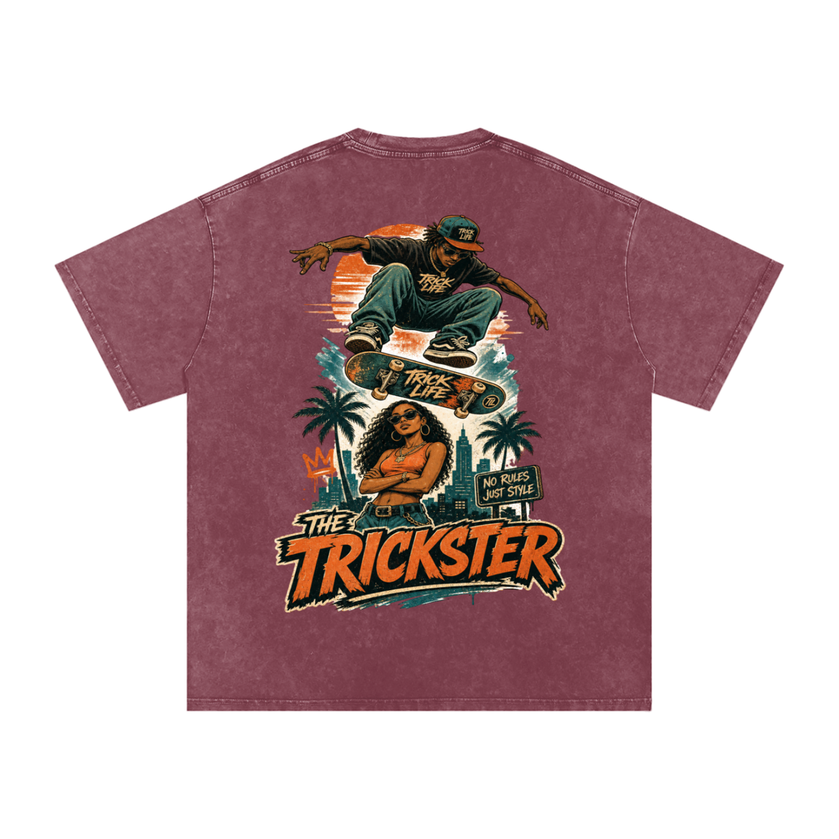 The trickster-Snow Washed Oversized Cotton T-Shirt