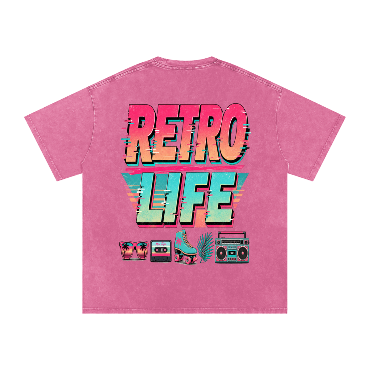 Retro Life Snow-Washed Oversized Cotton T-Shirt