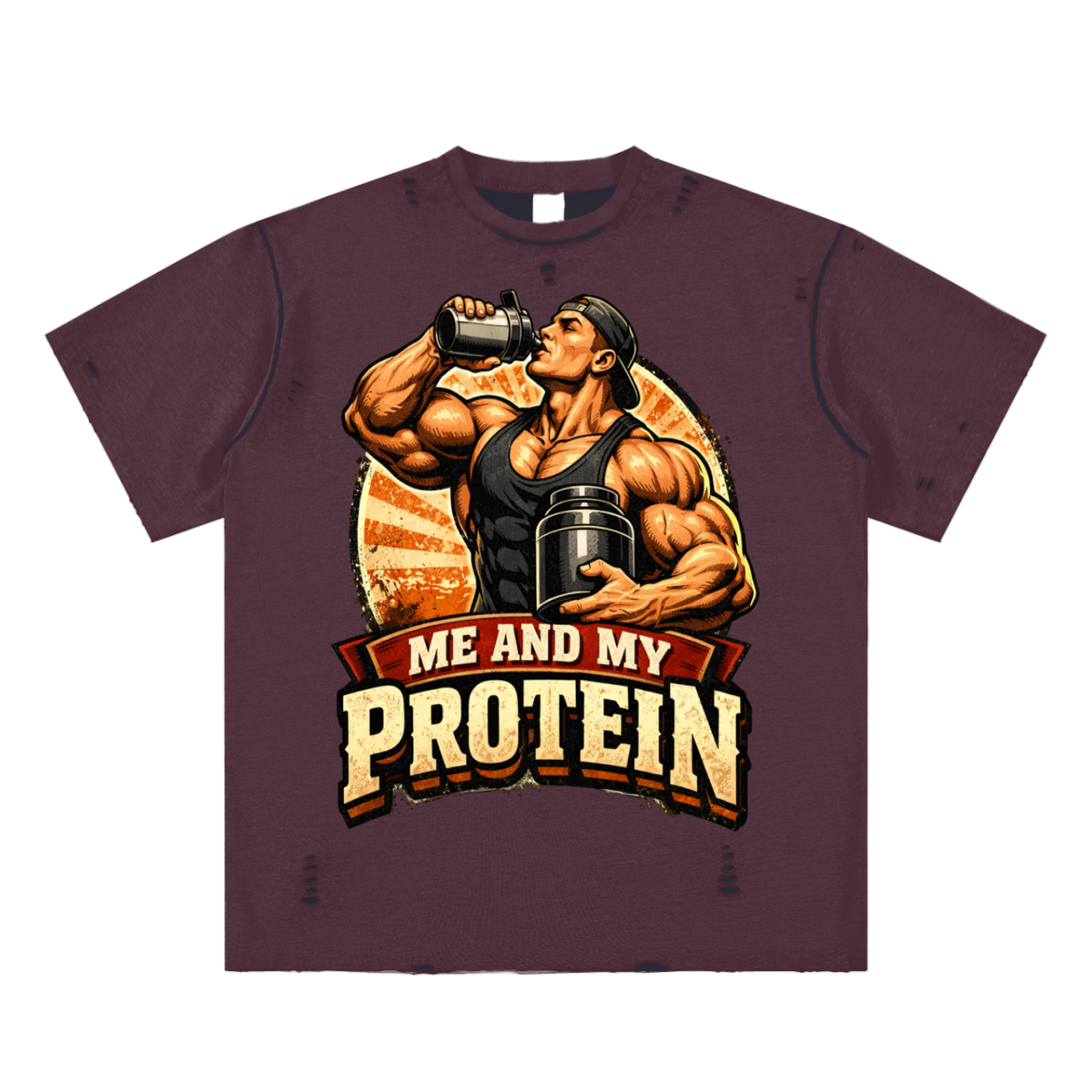 Me and my protein-Hand-frayed Reversible T-shirt