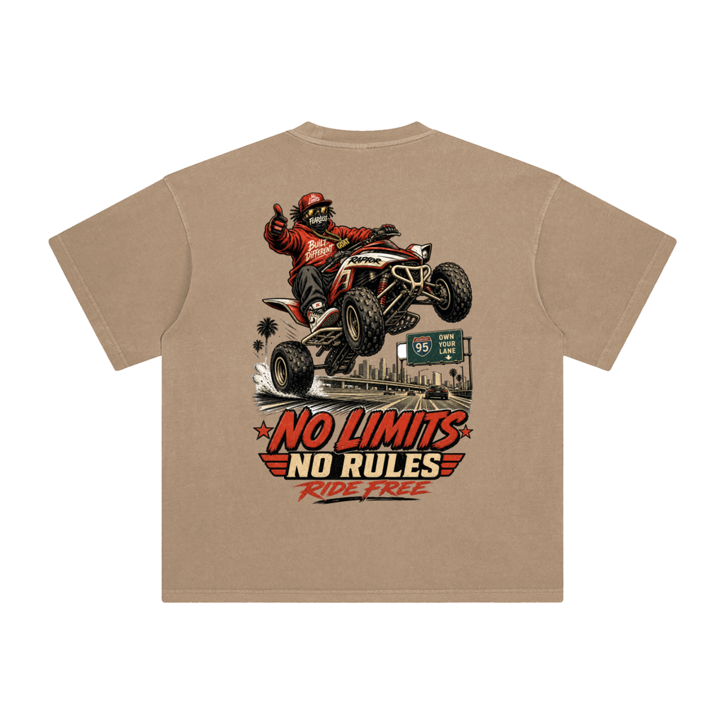 No limits no rules-Enzyme Washed T-Shirt