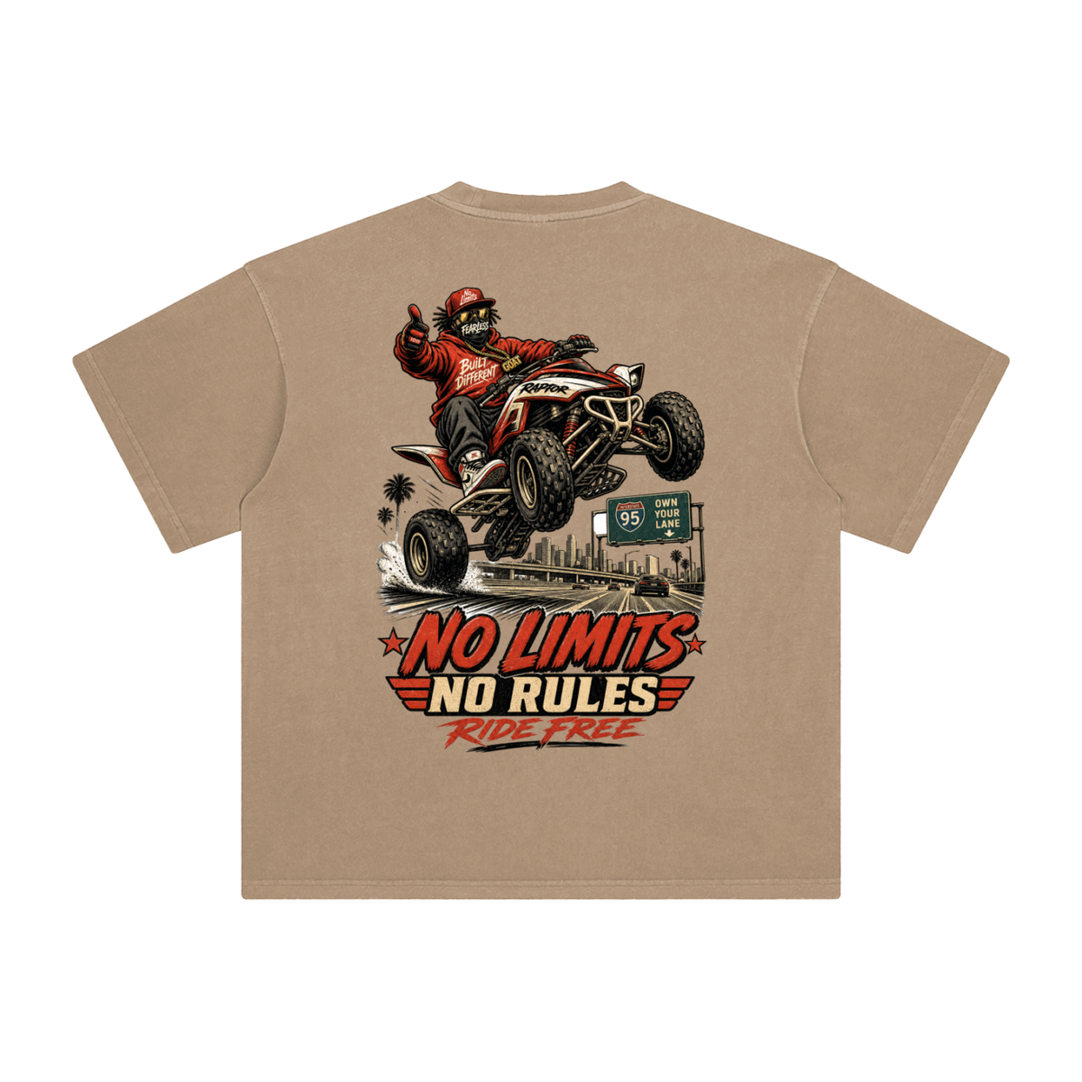 No limits no rules-Enzyme Washed T-Shirt