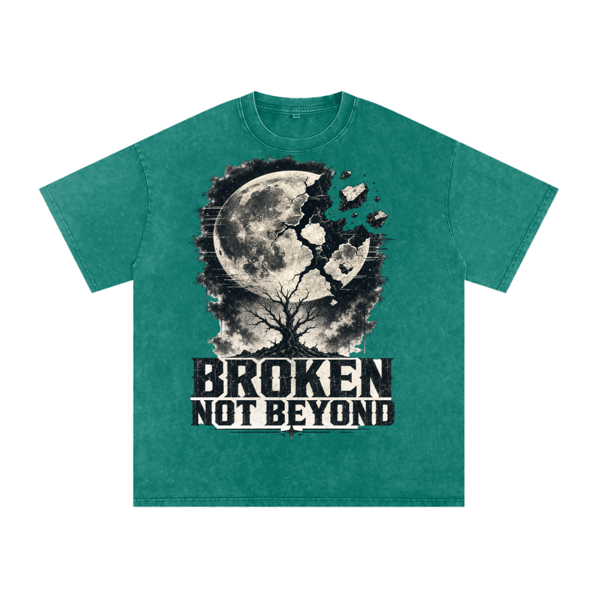 Broken not beyond-Snow Washed Oversized Cotton T-Shirt