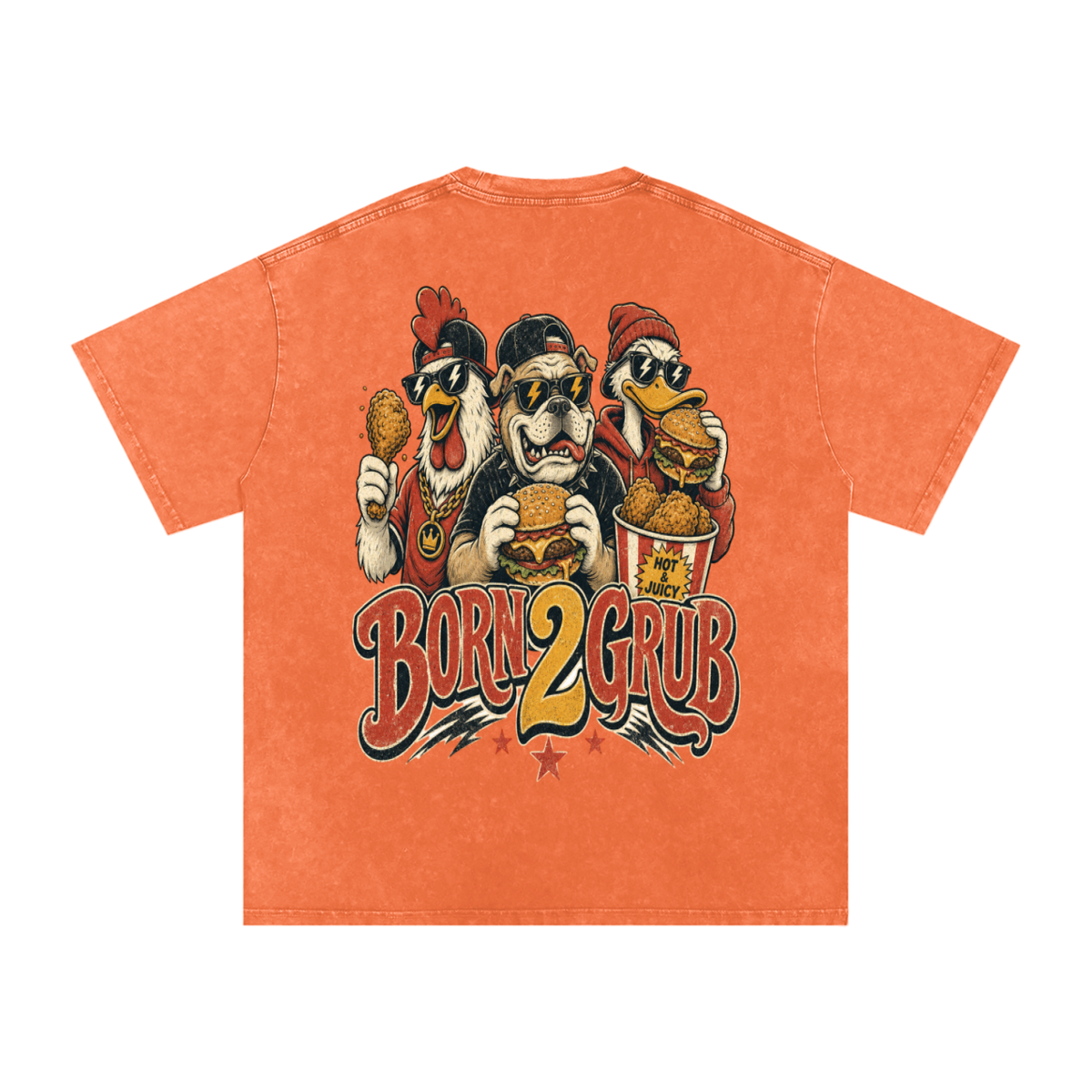 Born 2 Grub — Oversized Snow Washed Tee