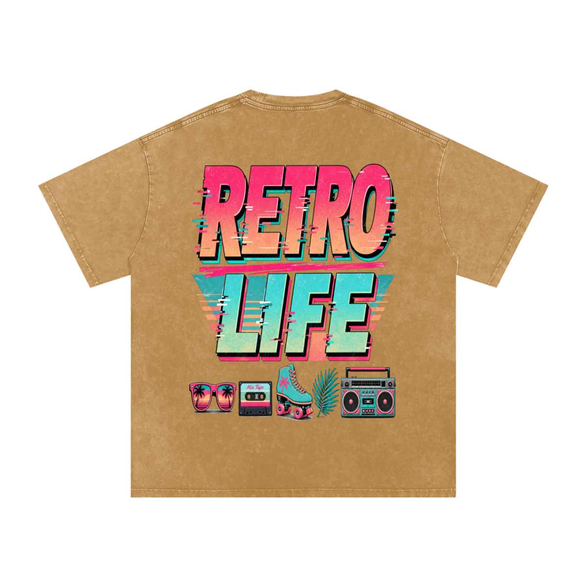 Retro Life Snow-Washed Oversized Cotton T-Shirt
