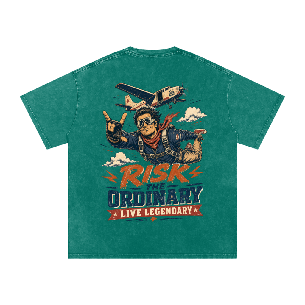 Risk the ordinary-Snow Washed Oversized Cotton T-Shirt