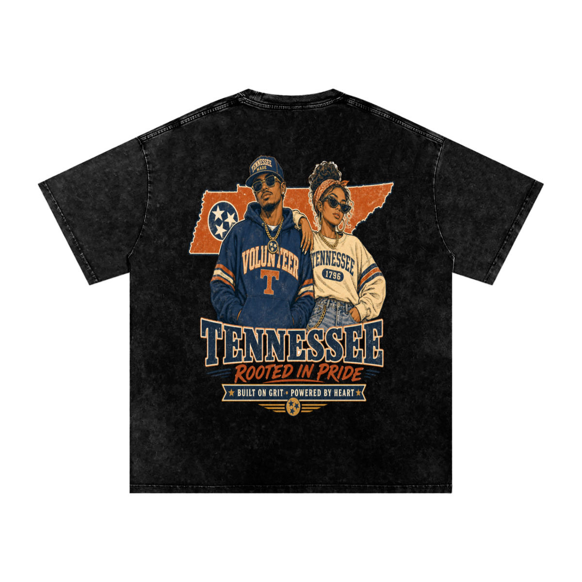 Tennessee-Snow Washed Oversized Cotton T-Shirt