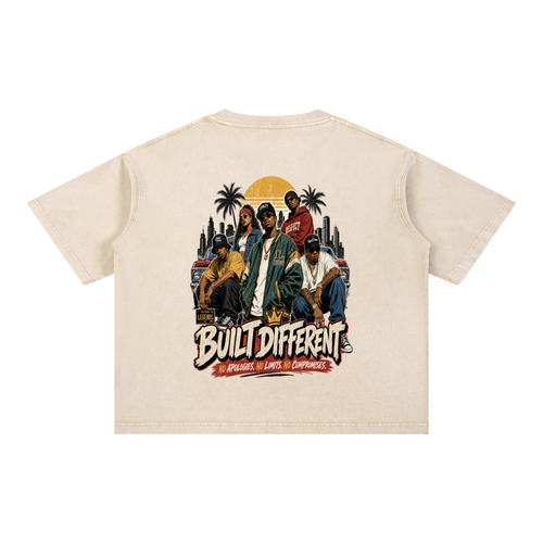 Built different-Mineral Wash Boxy Cotton T-Shirt