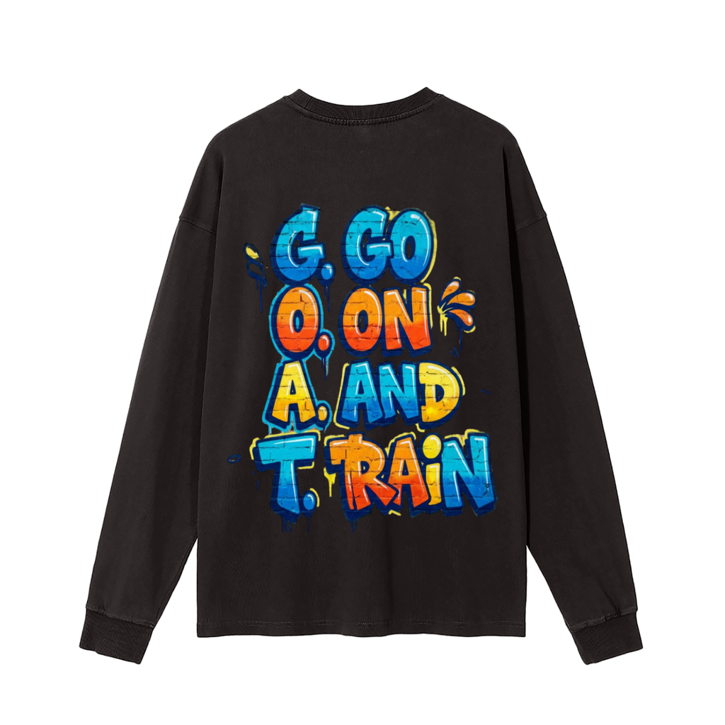 G.O.A.T-Vintage Washed Long Sleeve T-Shirt