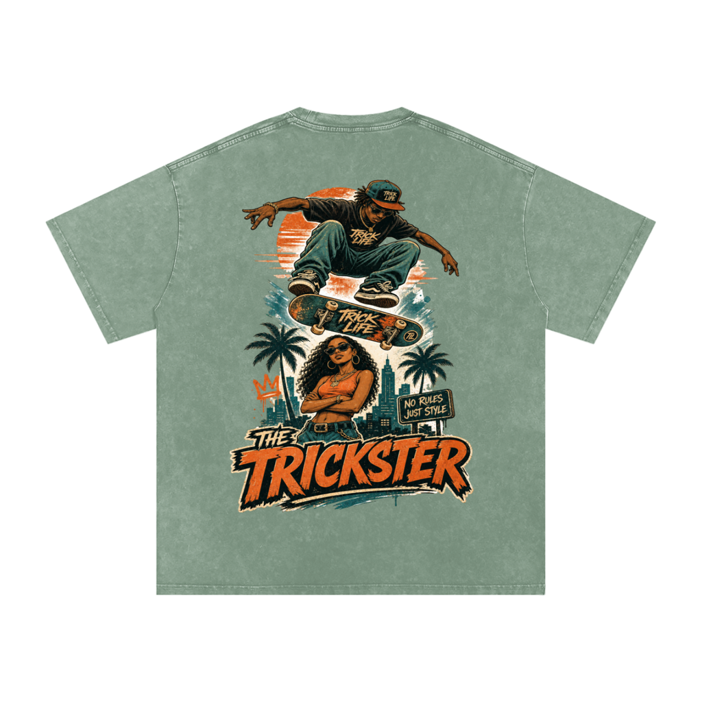 The trickster-Snow Washed Oversized Cotton T-Shirt