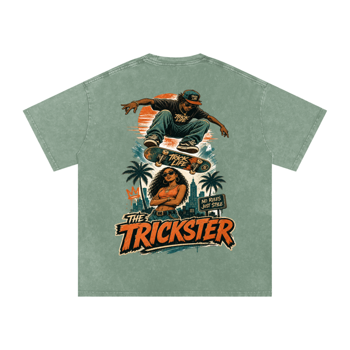 The trickster-Snow Washed Oversized Cotton T-Shirt