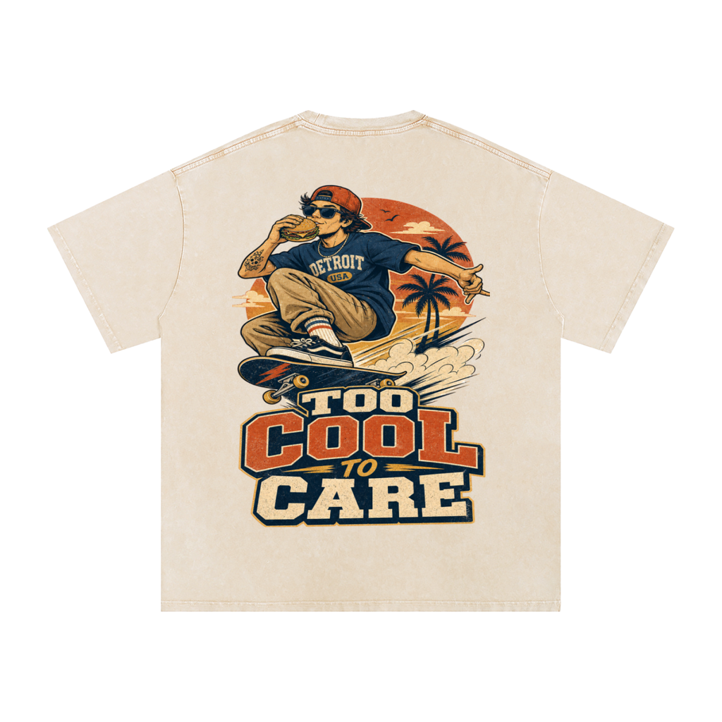 Too cool to care-Snow Washed Oversized Cotton T-Shirt
