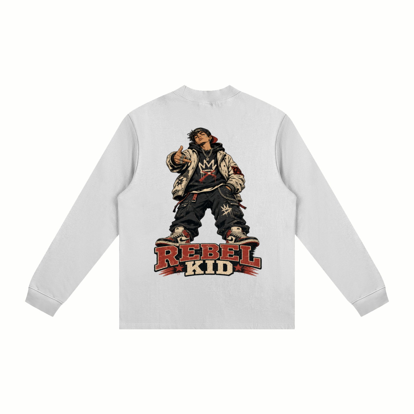 Rebel kid-Essential Non-Shrink Mock Neck Sweatshirt