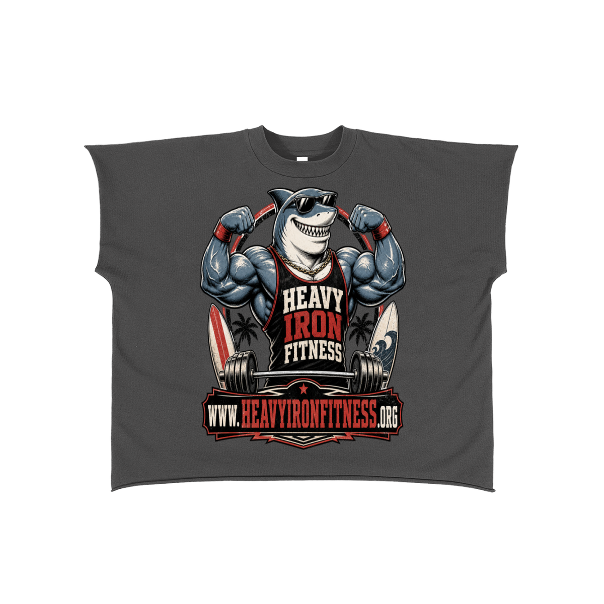 Heavy iron fitness-Raw Edge Boxy Non-Shrink T-Shirt