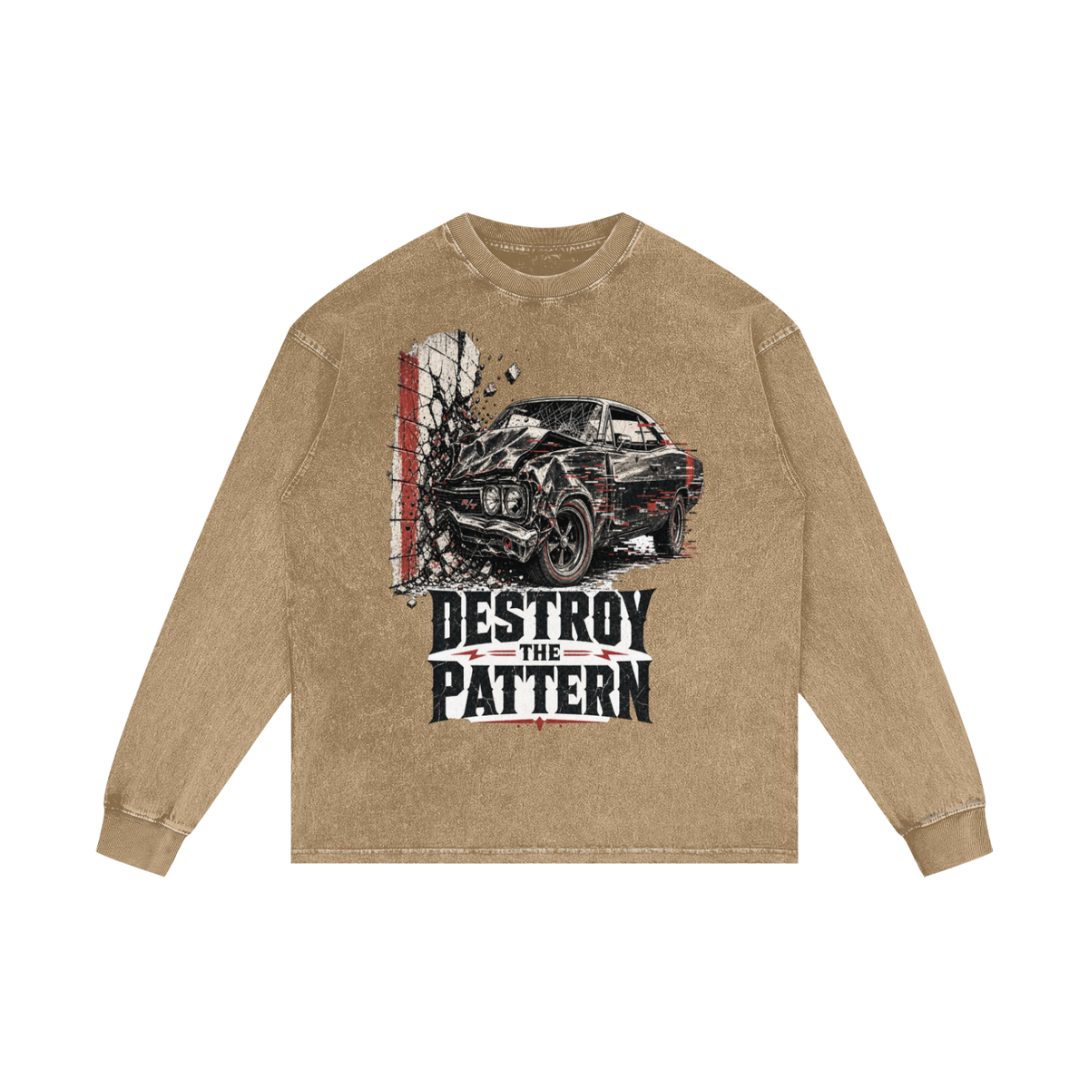 Destroy the pattern-Acid Wash Oversize Long Sleeve T-Shirt