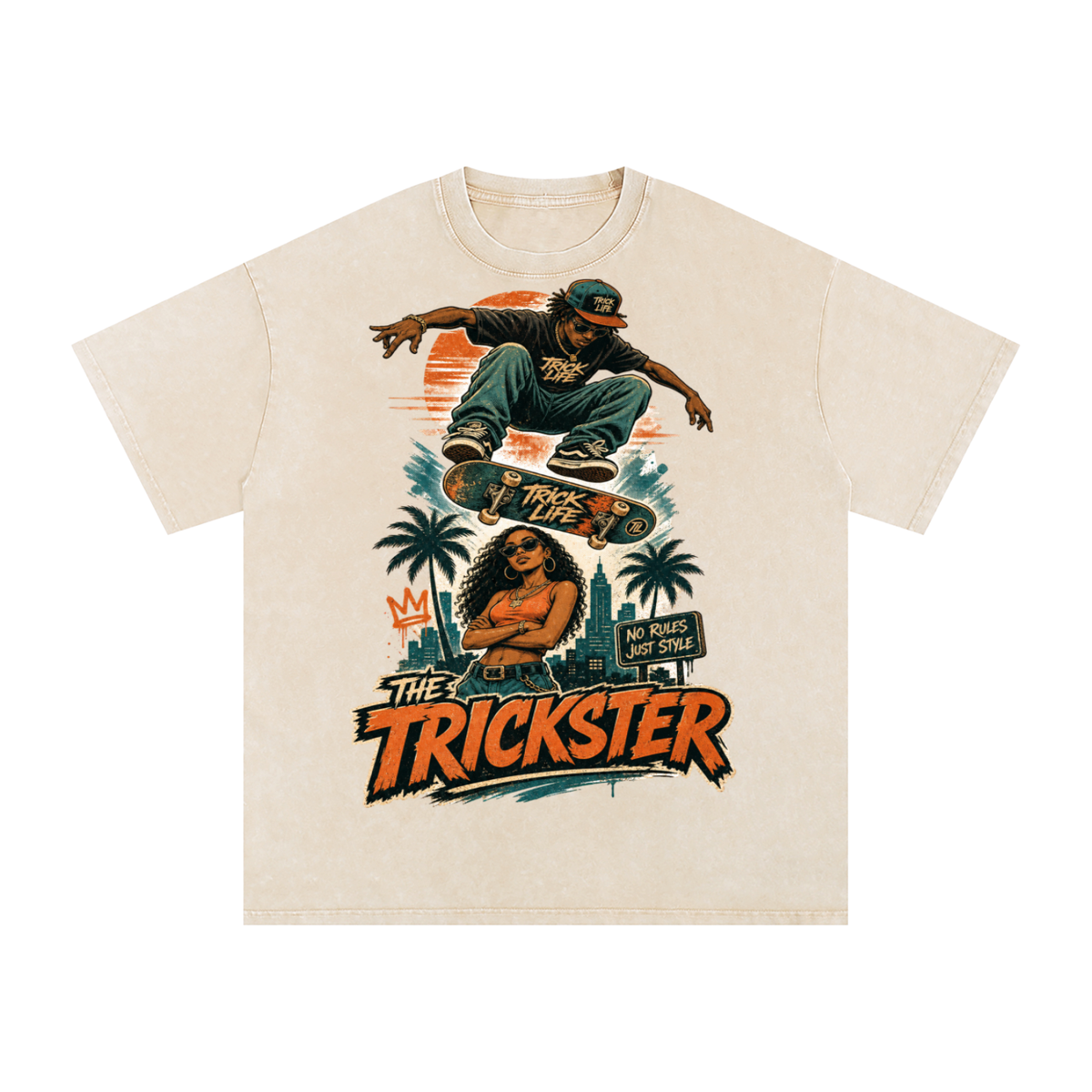 The trickster-Snow Washed Oversized Cotton T-Shirt