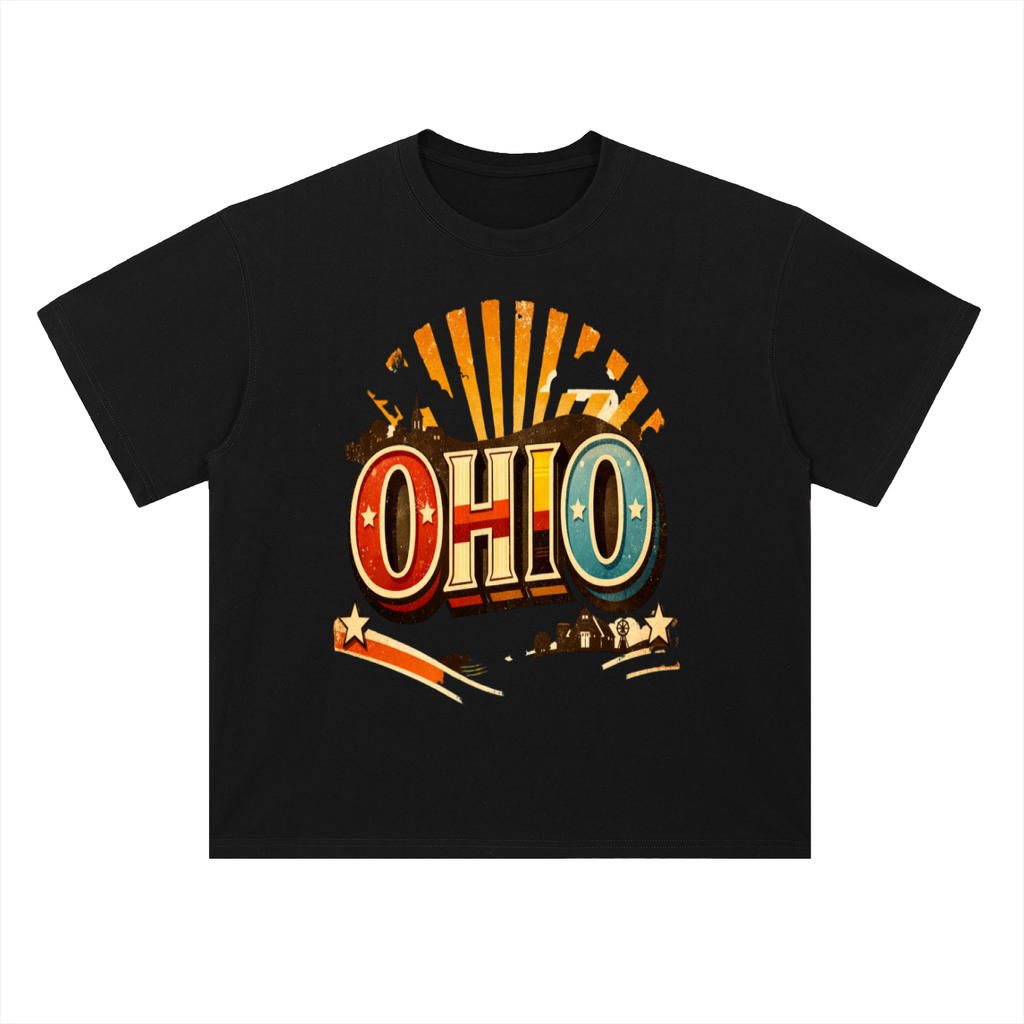 Ohio-Heavyweight Drop Shoulder Cotton T-Shirt
