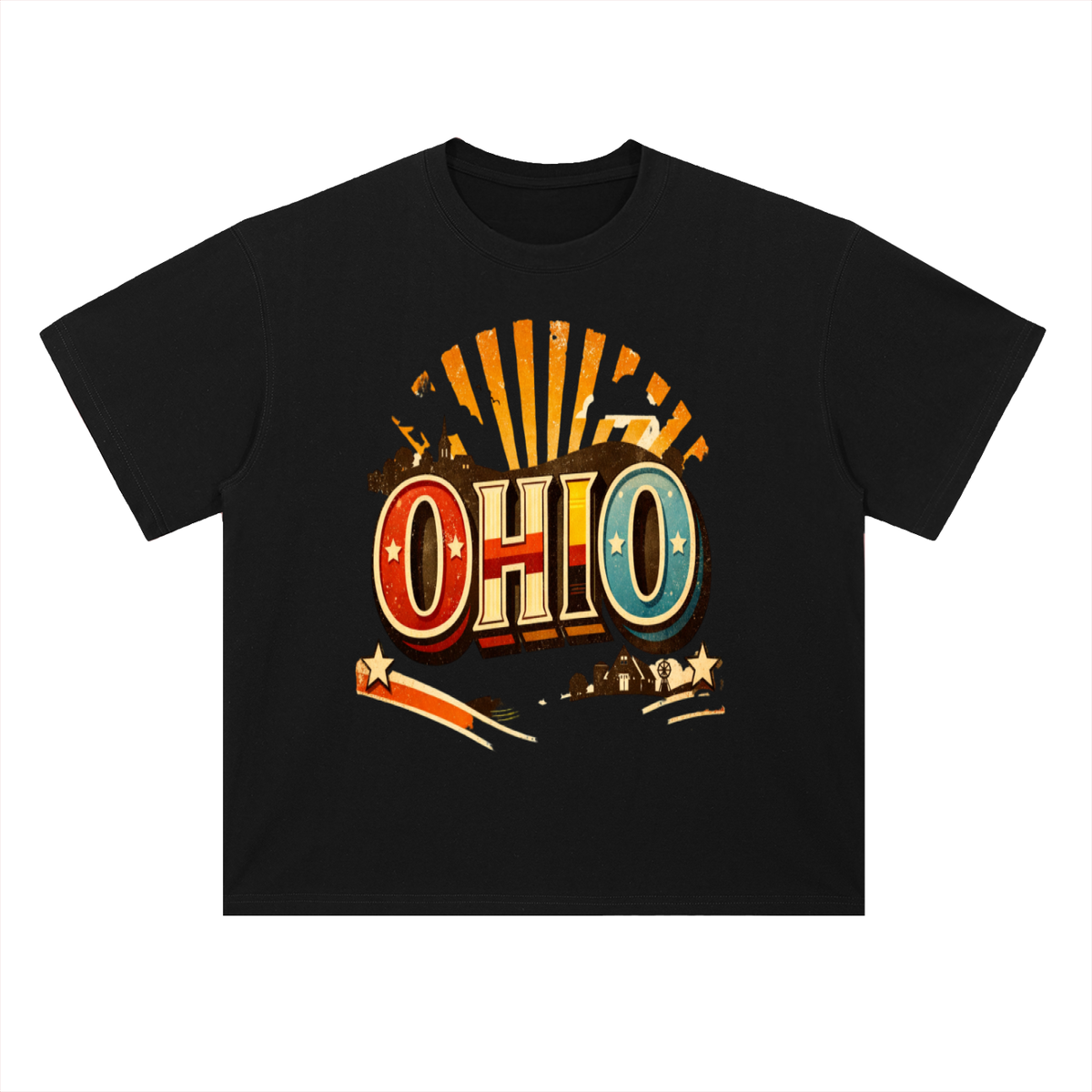 Ohio-Heavyweight Drop Shoulder Cotton T-Shirt