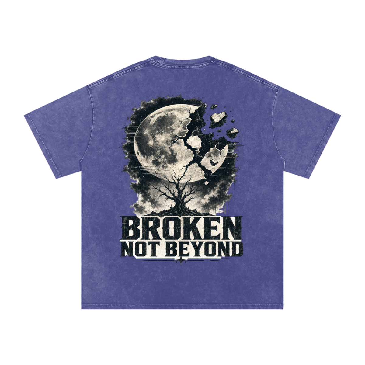 Broken not beyond-Snow Washed Oversized Cotton T-Shirt