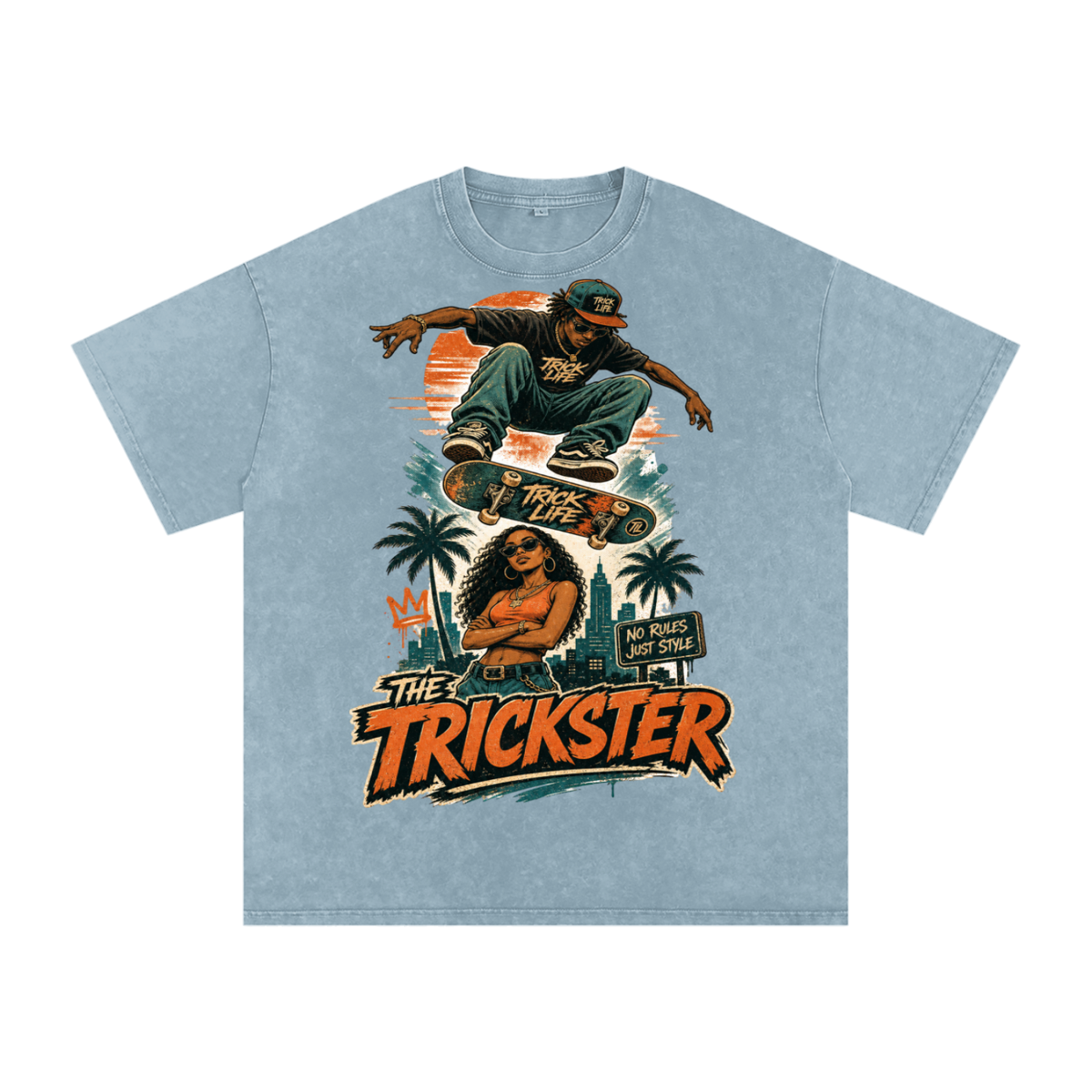 The trickster-Snow Washed Oversized Cotton T-Shirt