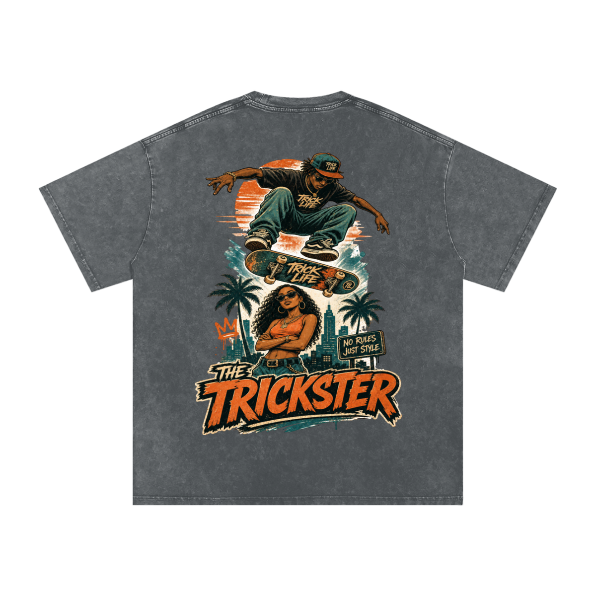 The trickster-Snow Washed Oversized Cotton T-Shirt