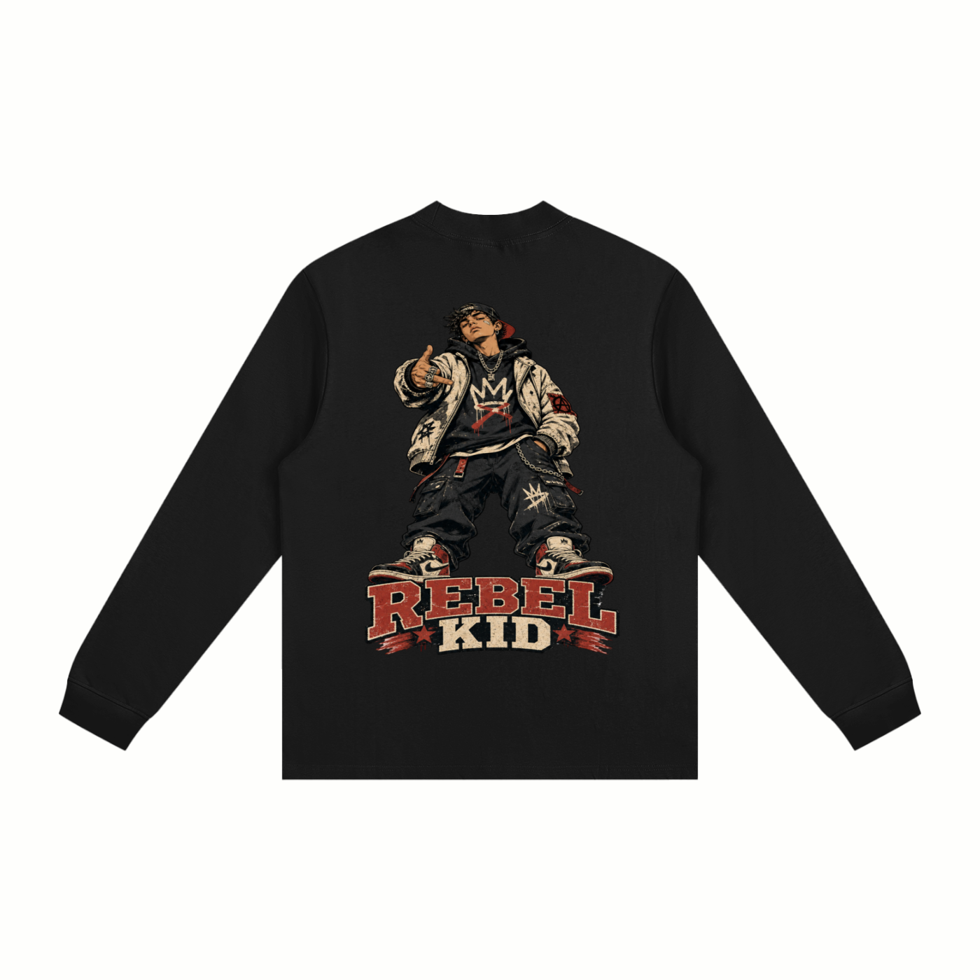 Rebel kid-Essential Non-Shrink Mock Neck Sweatshirt