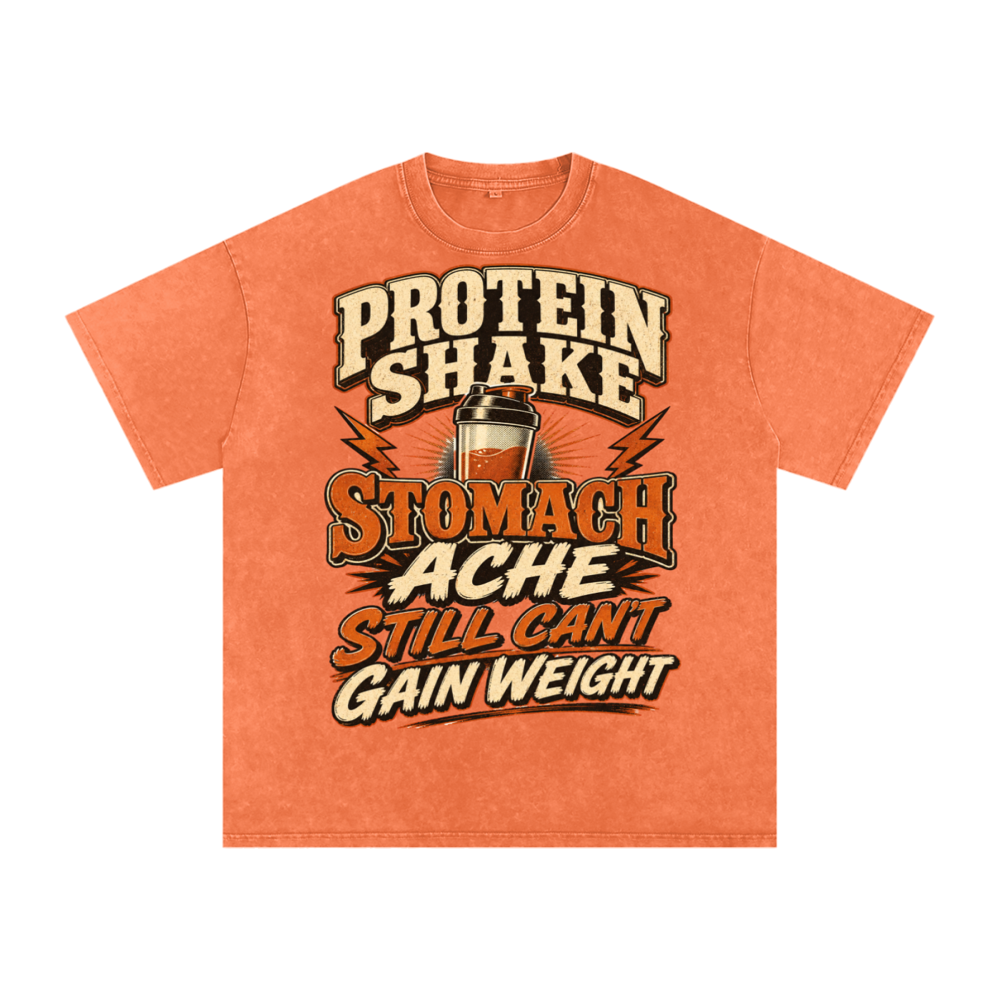 Unisex Protein shake Snow Washed Oversized Cotton T-Shirt