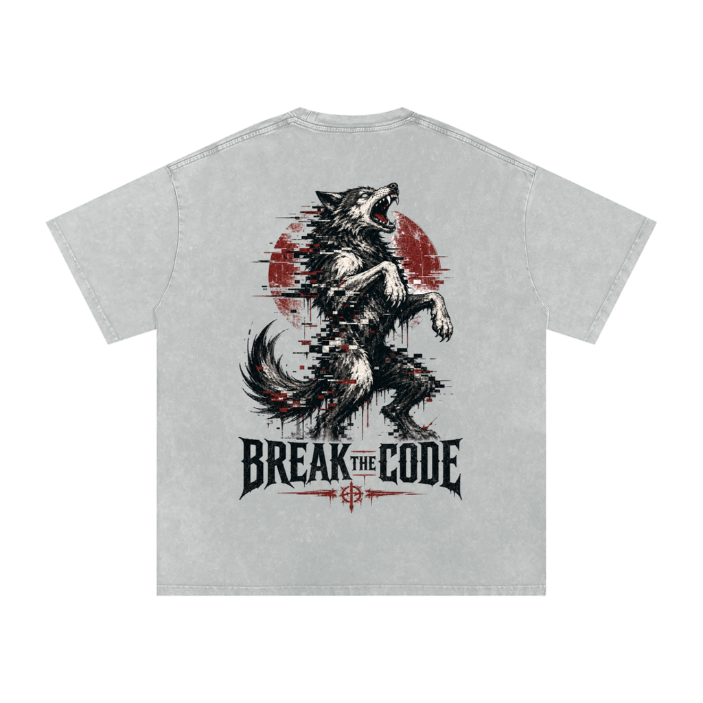 Break the code-Snow Washed Oversized Cotton T-Shirt