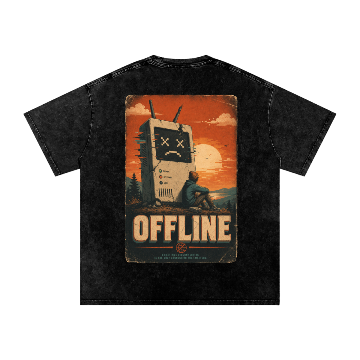 Offline-Snow Washed Oversized Cotton T-Shirt