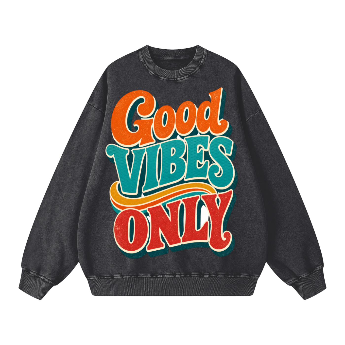Unisex Good vibes only Snow Washed Oversized Sweatshirt